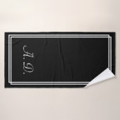 Zwart Wit Elegant Modern Monogram Badhanddoek (Badhanddoek)