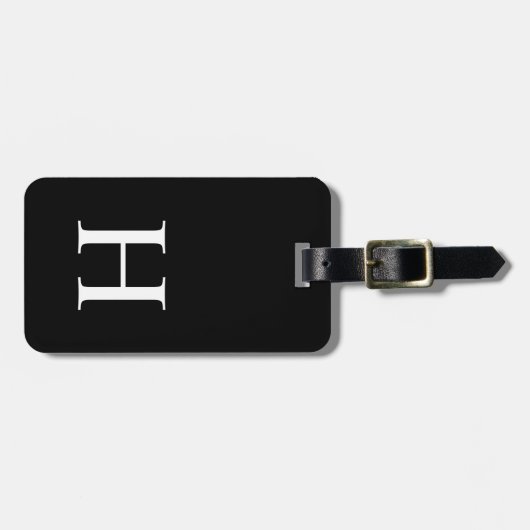 Zwart-wit Elegant Modern Monogram Bagagelabel (Voorkant horizontaal)