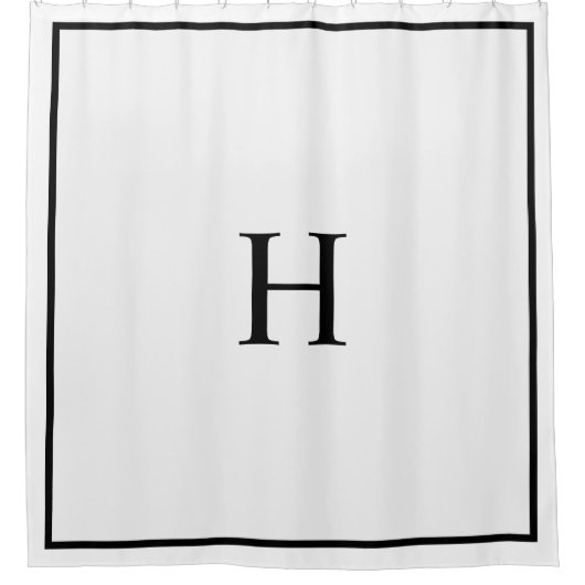 Zwart Wit Elegant Modern Monogram Douchegordijn (Voorkant)