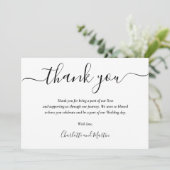 Zwart-wit elegant modern script bedankkaart (Staand voorkant)