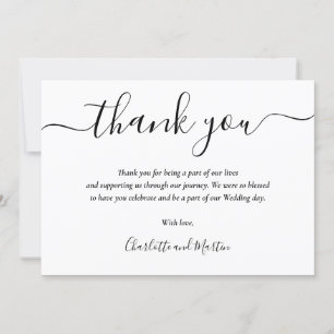 Zwart-wit elegant modern script bedankkaart