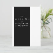 Zwart-wit elegant modern Simplistic Weddenschap Kaart (Staand voorkant)