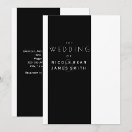 Zwart-wit elegant modern Simplistic Weddenschap Kaart