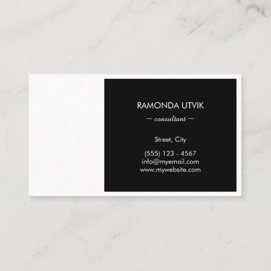 Zwart-wit Elegant Modern Visitekaartje (Achterkant)