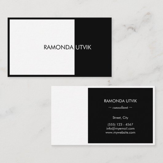 Zwart-wit Elegant Modern Visitekaartje (Voorkant / Achterkant)