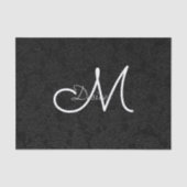 Zwart-wit elegant modern vrouwelijk monogram tissuepapier (Voorkant)