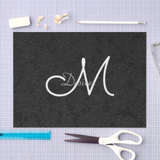 Zwart-wit elegant modern vrouwelijk monogram tissuepapier (Craft)