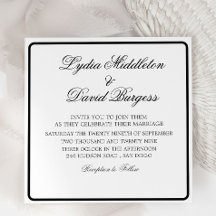 Zwart Wit Elegant Monogram Bruiloft Uitnodiging