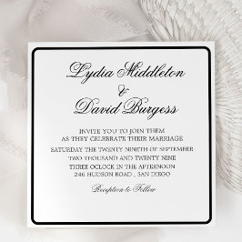 Zwart Wit Elegant Monogram Bruiloft Uitnodiging