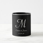 Zwart & Wit Elegant Monogram Eerste Letter Naam Mok (Midden)