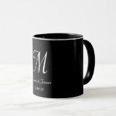 Zwart & Wit Elegant Monogram Eerste Letter Naam Mok (Voorkant rechts)