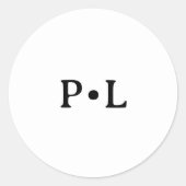 Zwart-Wit Elegant Monogram Huwelijk Ronde Sticker (Voorkant)