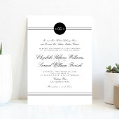 Zwart Wit Elegant Monogram Infinity Wedding Kaart