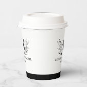 Zwart & Wit Elegant monogram pasgetrouwd Papieren Bekers (Links)