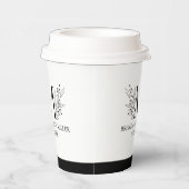 Zwart & Wit Elegant monogram pasgetrouwd Papieren Bekers (Rechts)