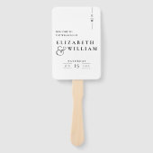 Zwart-wit Elegant Monogram Trouwprogramma Handwaaier (Voorkant)