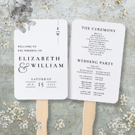 Zwart-wit Elegant Monogram Trouwprogramma Handwaaier