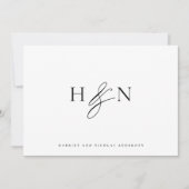 Zwart-wit Elegant Monogram Weddenschap Bedankkaart (Voorkant)