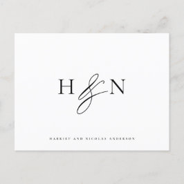 Zwart-wit Elegant Monogram Weddenschap Bedankt Briefkaart