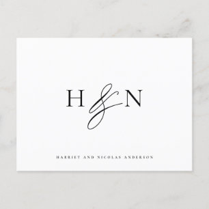 Zwart-wit Elegant Monogram Weddenschap Bedankt Briefkaart