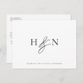 Zwart-wit Elegant Monogram Weddenschap Bedankt Briefkaart (Voorkant / Achterkant)