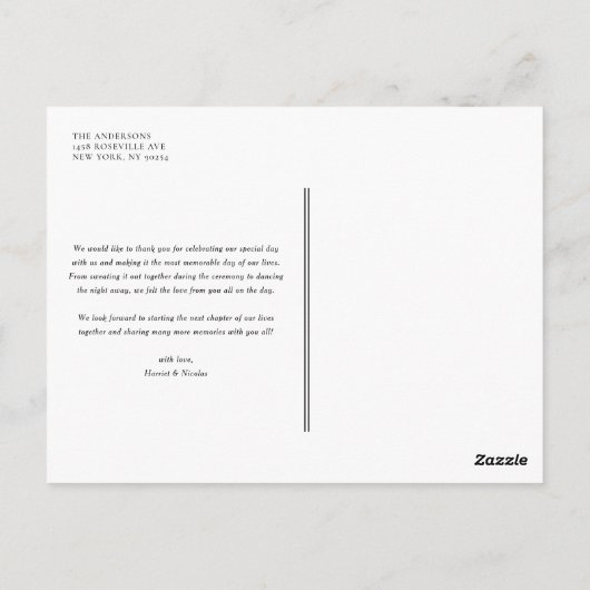 Zwart-wit Elegant Monogram Weddenschap Bedankt Briefkaart (Achterkant)