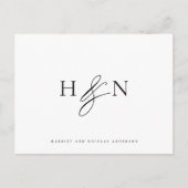 Zwart-wit Elegant Monogram Weddenschap Bedankt Briefkaart (Voorkant)