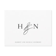 Zwart-wit Elegant Monogram Weddenschap Bedankt