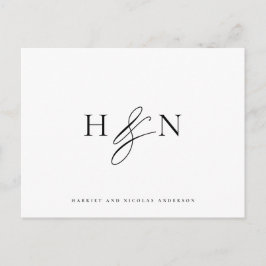 Zwart-wit Elegant Monogram Weddenschap Bedankt Briefkaart