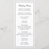 Zwart-wit Elegant Monogram Weddenschap Programmakaart (Achterkant)