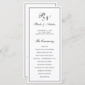 Zwart-wit Elegant Monogram Weddenschap Programmakaart (Voorkant / Achterkant)
