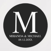 Zwart-wit elegant monogram Wedding Favor Lab Labels (Design 1)