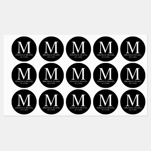 Zwart-wit elegant monogram Wedding Favor Lab Labels (Vel)