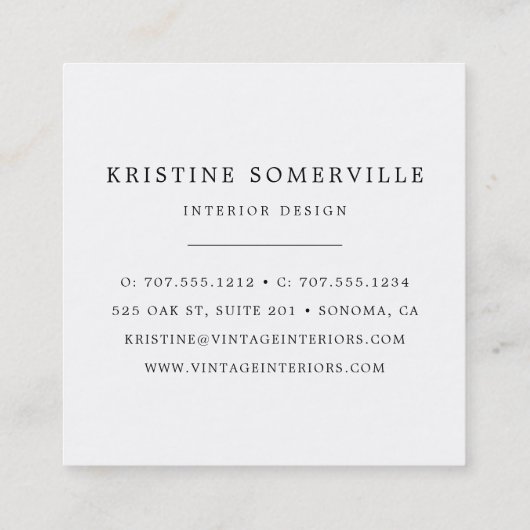 Zwart & Wit | Elegant Moroccan Style Square Vierkante Visitekaartje (Achterkant)