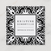 Zwart & Wit | Elegant Moroccan Style Square Vierkante Visitekaartje (Voorkant)