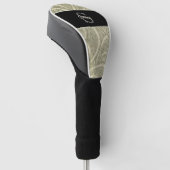 Zwart-wit Elegant Paisley Initiaal Monogram Golfheadcover (Schuin)