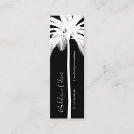 Zwart Wit Elegant Palmboom Tropisch Elegant Mini Visitekaartje