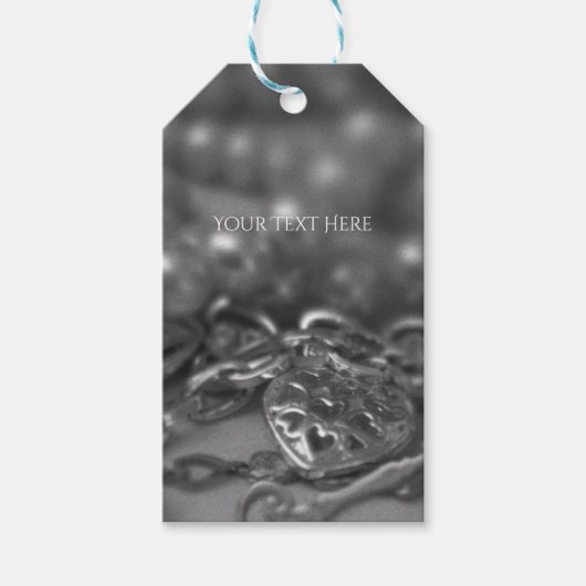 zwart-wit elegant parelaarzen cadeaulabel (Voorkant)