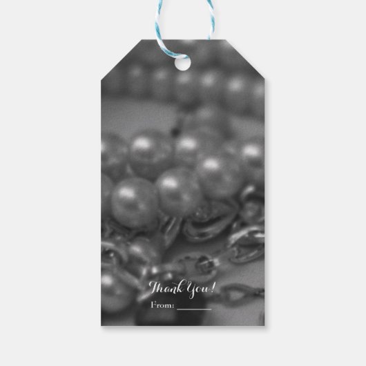 zwart-wit elegant parelaarzen cadeaulabel (Achterkant)