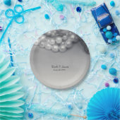  zwart-wit elegant parelaarzen papieren bordje (Feest)