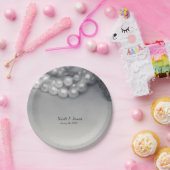  zwart-wit elegant parelaarzen papieren bordje (Feest)