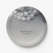  zwart-wit elegant parelaarzen papieren bordje (Voorkant)