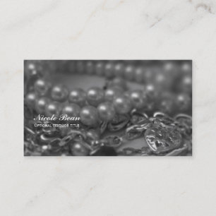 zwart-wit elegant parelaarzen visitekaartje