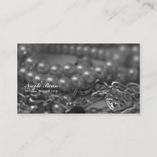  zwart-wit elegant parelaarzen visitekaartje (Voorkant)