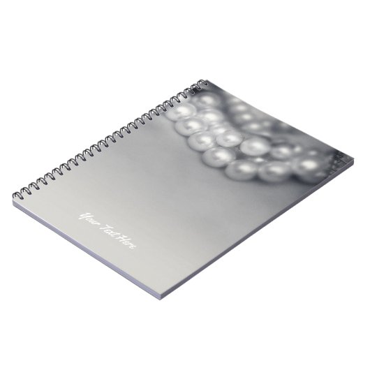  zwart-wit elegant parels afbeelding notitieboek (Linkerzijde)