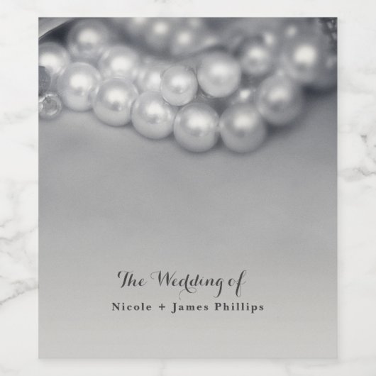 Zwart & Wit Elegant Parels Wijnlabels Wijn Etiket (Enkel label)