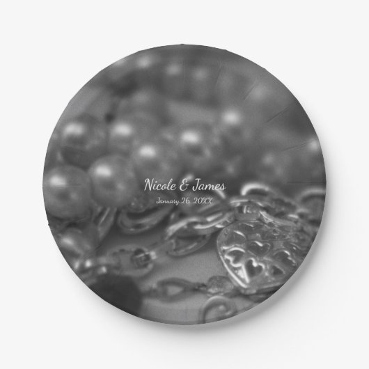  zwart-wit Elegant Pearls Wedding Papieren Bordje (Voorkant)
