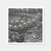  zwart-wit Elegant Pearls Wedding Servetten (Voorkant)
