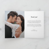 Zwart Wit Elegant Pijl Bruiloft Fotocollage Bedankkaart (Binnen)