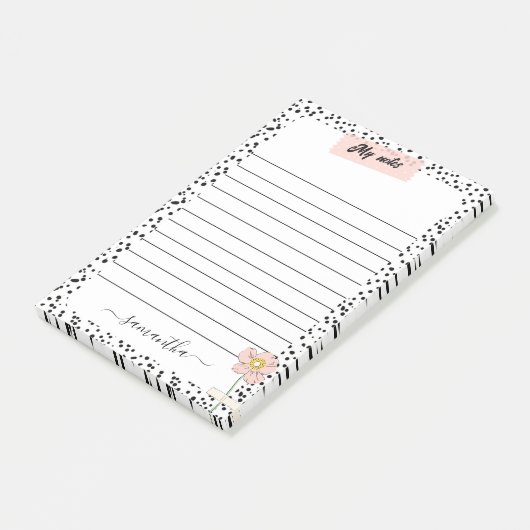 Zwart-wit elegant post-it® notes (Schuin)